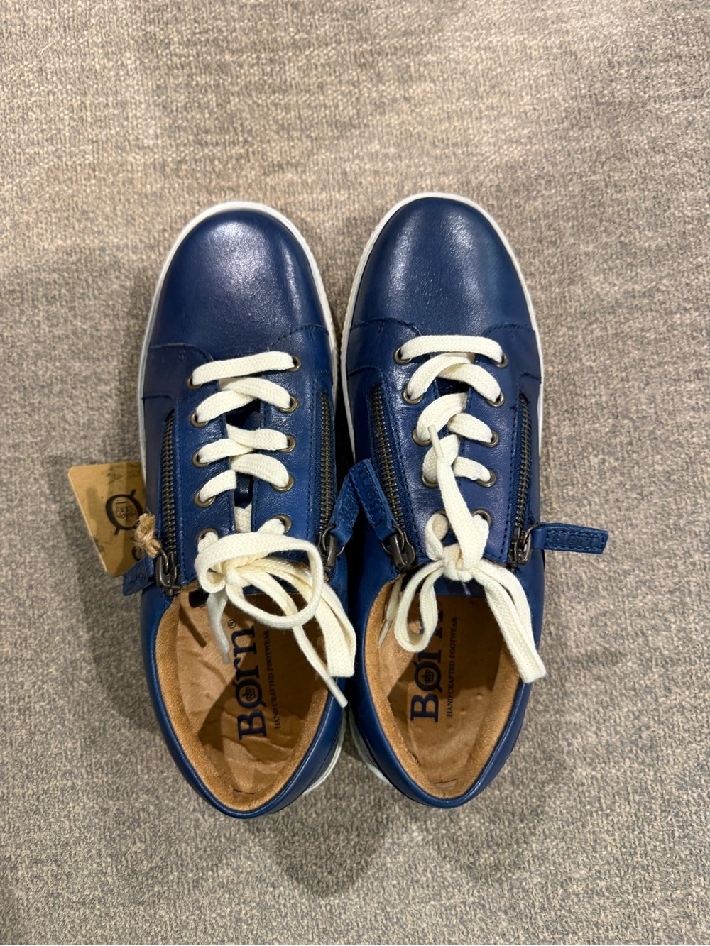 Born Navy Leather Lace-Up Sneakers